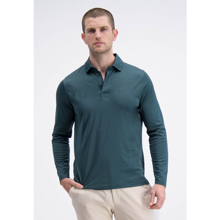 Gabbiano Longsleeve Polo Luca forest green | Freewear Longsleeve Polo Luca - www.freewear.nl - Freewear