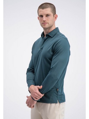 Gabbiano Longsleeve Polo Luca forest green | Freewear Longsleeve Polo Luca - www.freewear.nl - Freewear