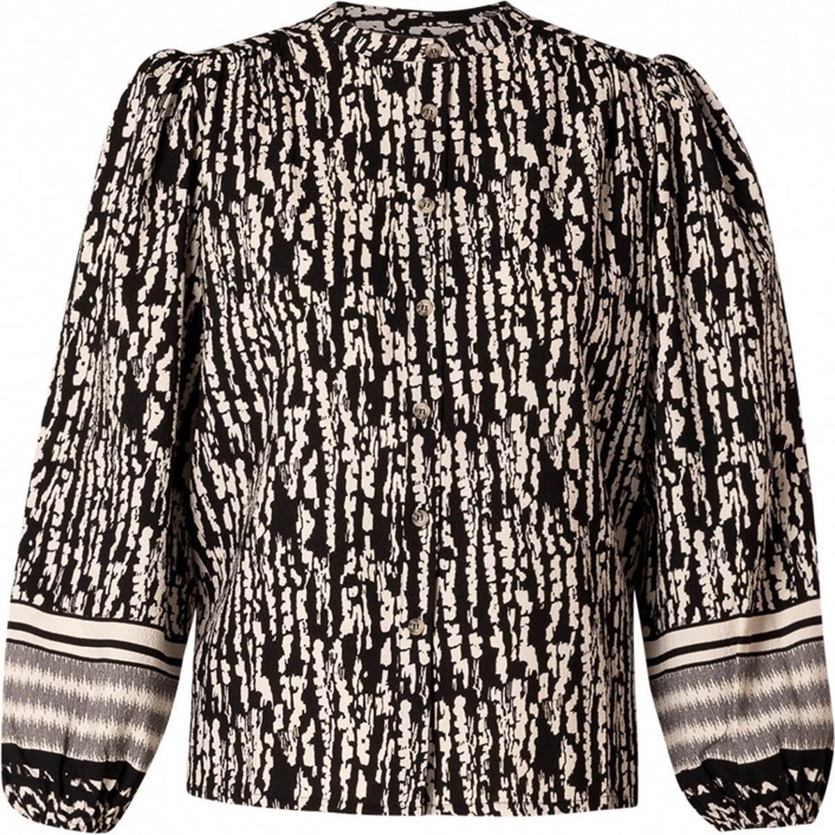 YEST Ania Blouse - Soft Sand/Black - maat 44