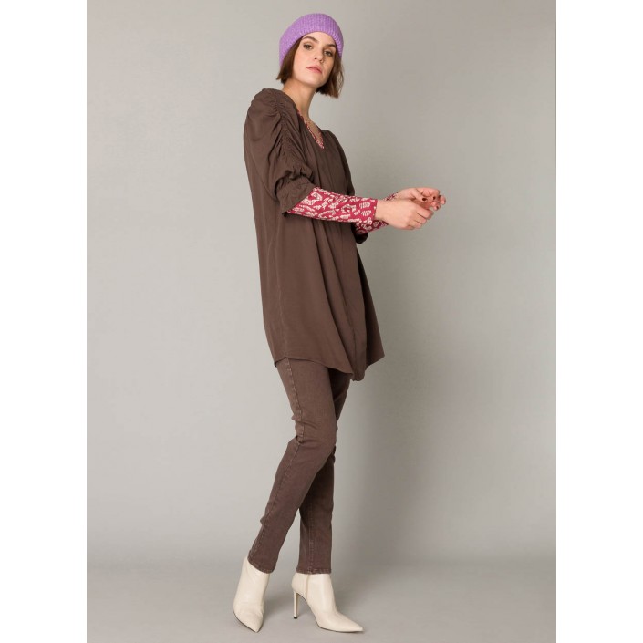 Yest Pepa  Blouse Chocolate Brown | Freewear Pepa  Blouse - www.freewear.nl - Freewear