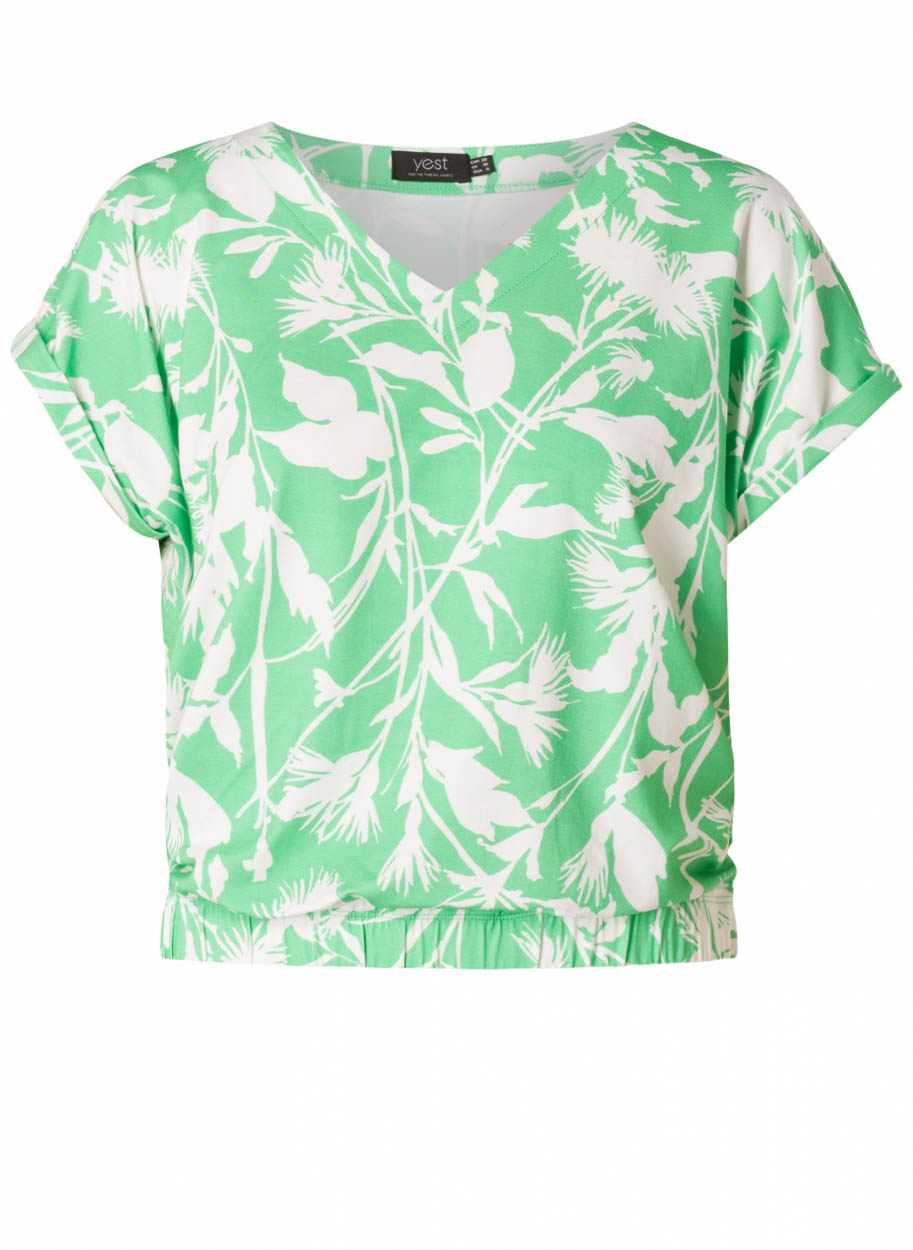 YEST Gieltje Tops - Bright Green/Off Whi - maat 44