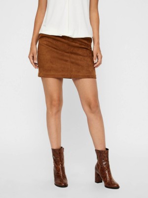 Vero Moda VMDONNA DINA FAUX SUEDE SHORT SKIRT: Cognac | Freewear VMDONNA DINA FAUX SUEDE SHORT SKIRT: - www.freewear.nl - Freewear