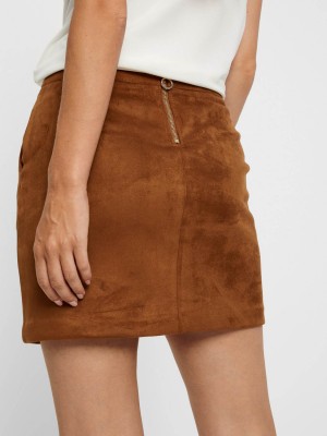 Vero Moda VMDONNA DINA FAUX SUEDE SHORT SKIRT: Cognac | Freewear VMDONNA DINA FAUX SUEDE SHORT SKIRT: - www.freewear.nl - Freewear