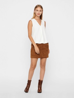 Vero Moda VMDONNA DINA FAUX SUEDE SHORT SKIRT: Cognac | Freewear VMDONNA DINA FAUX SUEDE SHORT SKIRT: - www.freewear.nl - Freewear