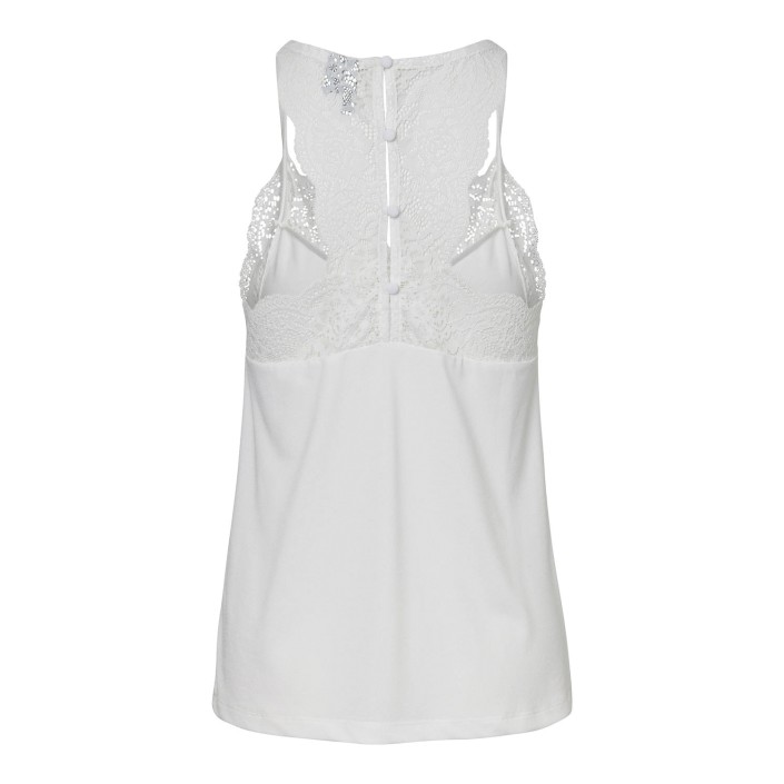 Vero Moda VMANA S/L LACE TOP NOOS Snow White | Freewear VMANA S/L LACE TOP NOOS - www.freewear.nl - Freewear