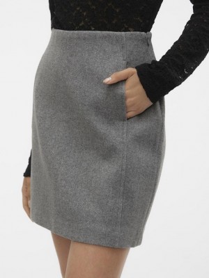 Vero Moda VMFORTUNEALLISON HW SHORT SKIRT GA : Medium Grey Melange | Freewear VMFORTUNEALLISON HW SHORT SKIRT GA : - www.freewear.nl - Freewear