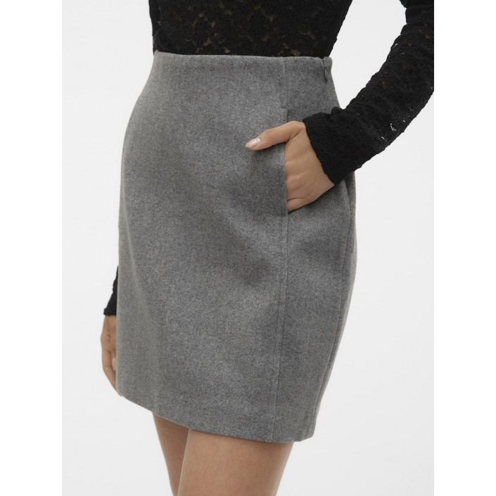 Vero Moda VMFORTUNEALLISON HW SHORT SKIRT GA : Medium Grey Melange | Freewear VMFORTUNEALLISON HW SHORT SKIRT GA : - www.freewear.nl - Freewear