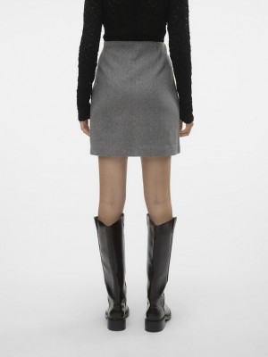 Vero Moda VMFORTUNEALLISON HW SHORT SKIRT GA : Medium Grey Melange | Freewear VMFORTUNEALLISON HW SHORT SKIRT GA : - www.freewear.nl - Freewear