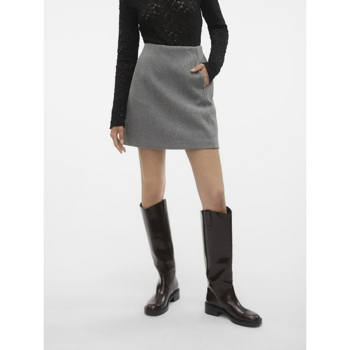 Vero Moda VMFORTUNEALLISON HW SHORT SKIRT GA : Medium Grey Melange | Freewear VMFORTUNEALLISON HW SHORT SKIRT GA : - www.freewear.nl - Freewear