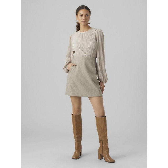 Vero Moda VMFORTUNEALLISON HW SHORT SKIRT GA : Silver Mink/MELANGE | Freewear VMFORTUNEALLISON HW SHORT SKIRT GA : - www.freewear.nl - Freewear
