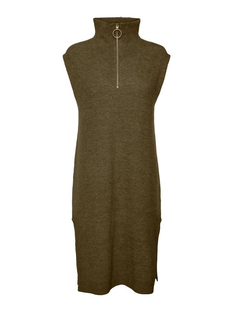 Vero Moda Trui Vmfilene Sl Zip Highneck Long Vest 10255272 Dark Olive/w. Melange Dames Maat - M