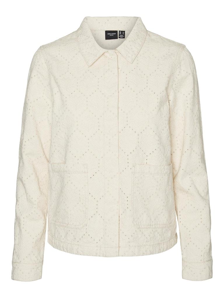 Vero Moda Blouse Vmsmilla Ls Loose Emb Jacket Lcs 10259609 Birch/embroderi Dames Maat - XL