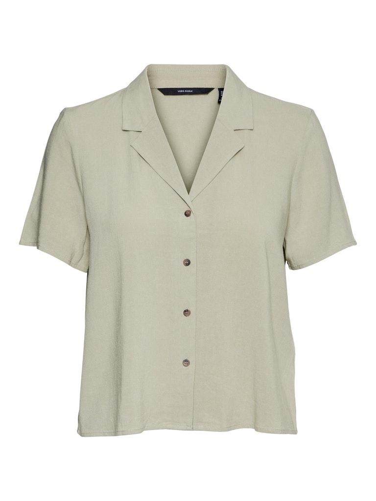 Vero Moda VMLIA LINEN SS TOP WVN GA Dames T-shirt - Maat M