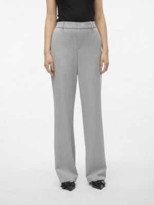 Vero Moda VMMAYA MW STRAIGHT SOLID PANT NOOS Light Grey Melange | Freewear VMMAYA MW STRAIGHT SOLID PANT NOOS - www.freewear.nl - Freewear