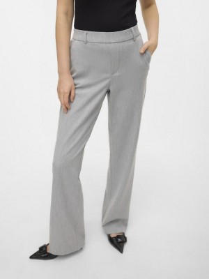 Vero Moda VMMAYA MW STRAIGHT SOLID PANT NOOS Light Grey Melange | Freewear VMMAYA MW STRAIGHT SOLID PANT NOOS - www.freewear.nl - Freewear