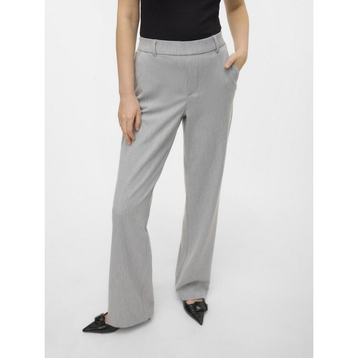 Vero Moda VMMAYA MW STRAIGHT SOLID PANT NOOS Light Grey Melange | Freewear VMMAYA MW STRAIGHT SOLID PANT NOOS - www.freewear.nl - Freewear
