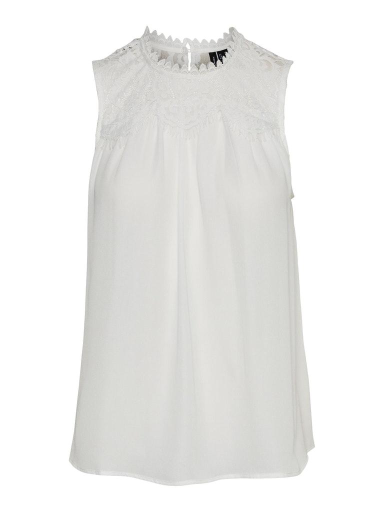 Vero Moda Blouse Vmmaple Sl Lace Neck Top Ga  Noos 10269340 Snow White Dames Maat - S