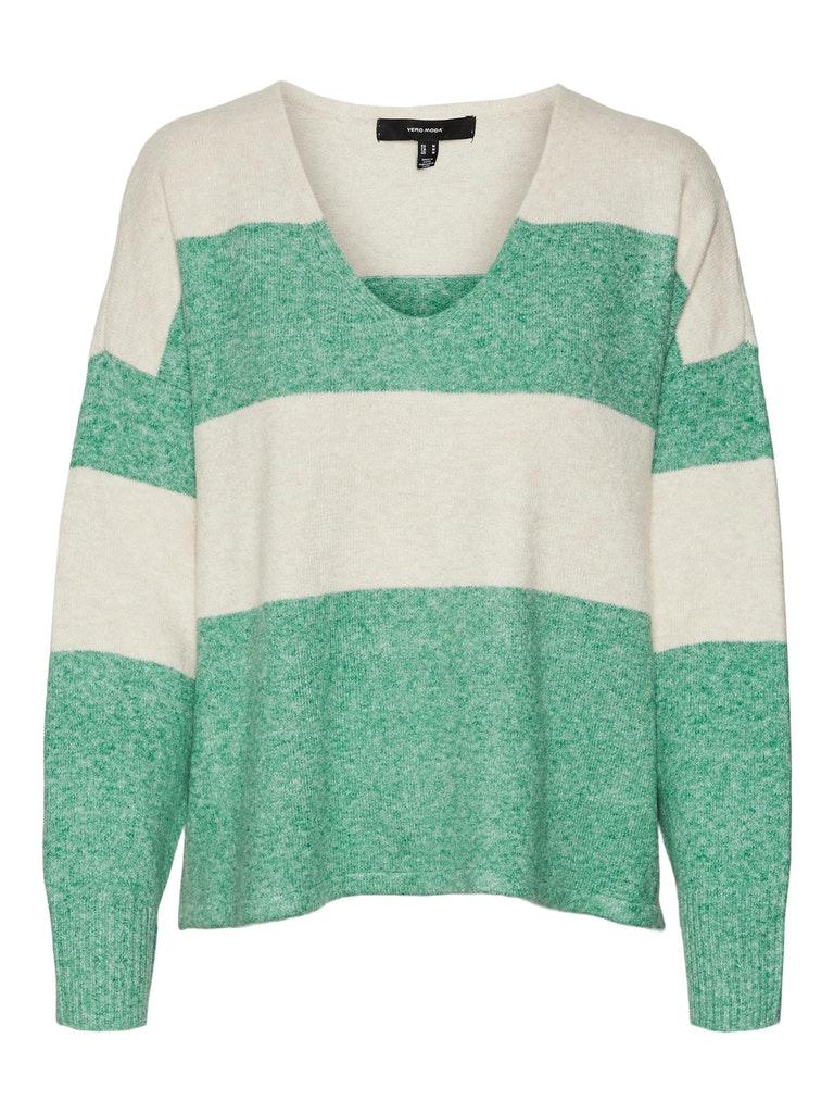 VERO MODA VMDOFFY LS V-NECK STRIPE PULLOVER GA BOO Dames Trui - Maat L