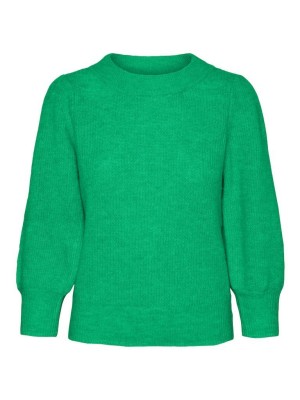 Vero Moda VMVIGGA 3/4 RIB PULLOVER GA BOO REP Bright Green/MELANGE | Freewear
