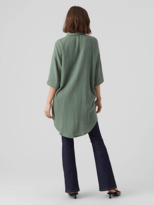 Vero Moda VMNATALI 3/4 LONG OVERSHIRT  NOOS Laurel Wreath | Freewear VMNATALI 3/4 LONG OVERSHIRT  NOOS - www.freewear.nl - Freewear