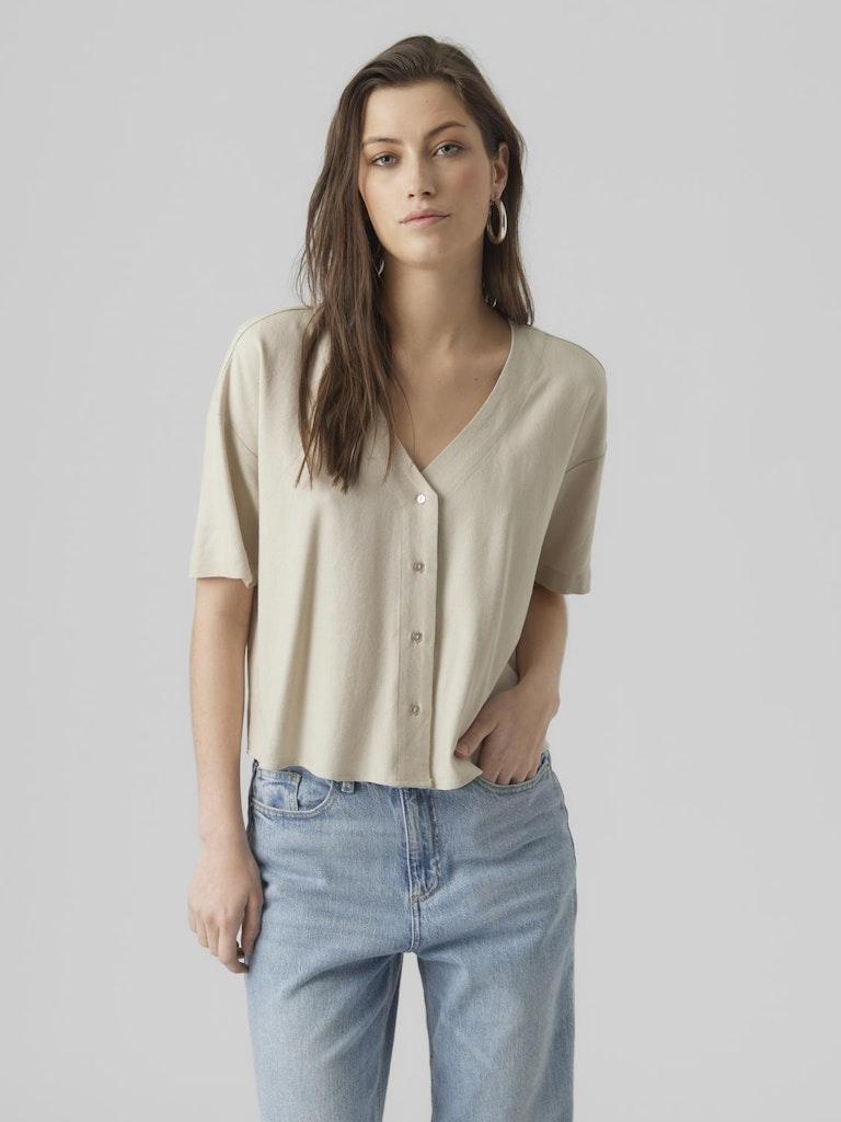 Vero Moda VMJESMILO 24 SHIRT - Silver Lining Beige