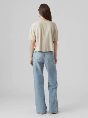 Vero Moda VMMYMILO 2/4 V-NECK SHIRT WVN GA Silver Lining/Anja | Freewear VMMYMILO 2/4 V-NECK SHIRT WVN GA - www.freewear.nl - Freewear