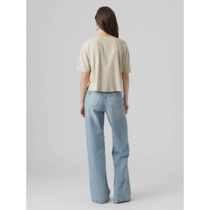 Vero Moda VMMYMILO 2/4 V-NECK SHIRT WVN GA Silver Lining/Anja | Freewear VMMYMILO 2/4 V-NECK SHIRT WVN GA - www.freewear.nl - Freewear
