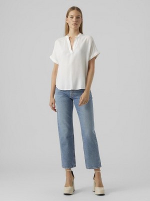 Vero Moda VMBEAUTY SS TOP WVN GA NOOS Snow White | Freewear VMBEAUTY SS TOP WVN GA NOOS - www.freewear.nl - Freewear