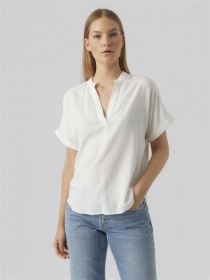 Vero Moda VMBEAUTY SS TOP WVN GA NOOS Snow White | Freewear VMBEAUTY SS TOP WVN GA NOOS - www.freewear.nl - Freewear