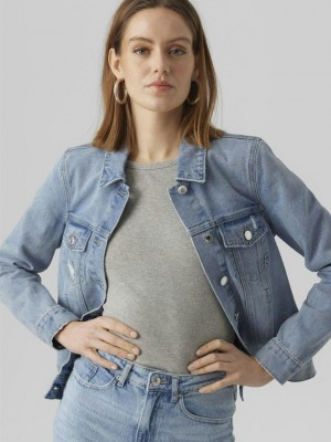 Vero Moda VMZORICA LS DENIM JACKET MIX NOOS Light Blue Denim | Freewear VMZORICA LS DENIM JACKET MIX NOOS - www.freewear.nl - Freewear