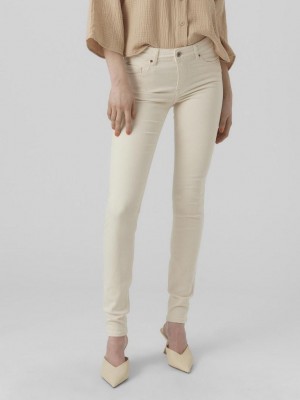 Vero Moda VMLUX MR SLIM JEANS ECRU Ecru | Freewear VMLUX MR SLIM JEANS ECRU - www.freewear.nl - Freewear