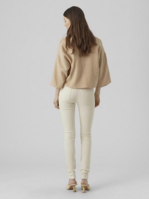 Vero Moda VMLUX MR SLIM JEANS ECRU Ecru | Freewear VMLUX MR SLIM JEANS ECRU - www.freewear.nl - Freewear