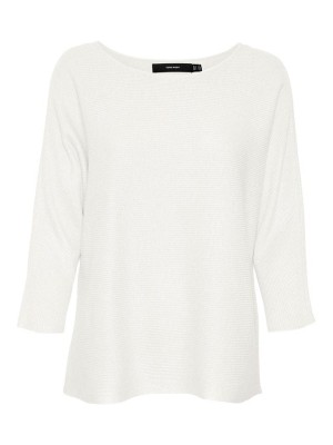 Vero Moda VMNORA 3/4 BOATNECK BLOUSE  NOOS Snow White | Freewear VMNORA 3/4 BOATNECK BLOUSE  NOOS - www.freewear.nl - Freewear