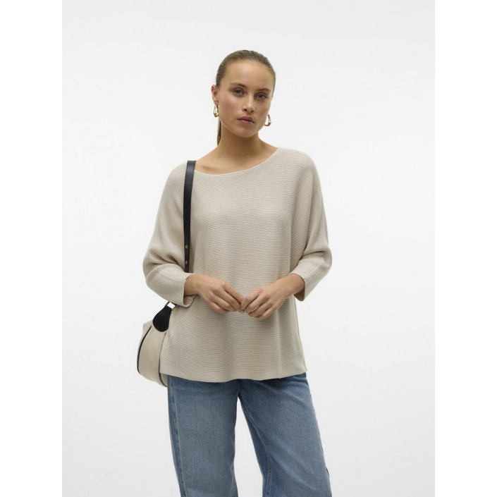 Vero Moda VMNORA 3/4 BOATNECK BLOUSE  NOOS Oatmeal | Freewear VMNORA 3/4 BOATNECK BLOUSE  NOOS - www.freewear.nl - Freewear