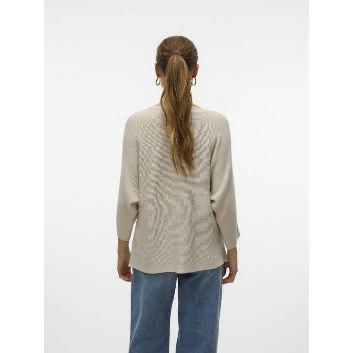 Vero Moda VMNORA 3/4 BOATNECK BLOUSE  NOOS Oatmeal | Freewear VMNORA 3/4 BOATNECK BLOUSE  NOOS - www.freewear.nl - Freewear