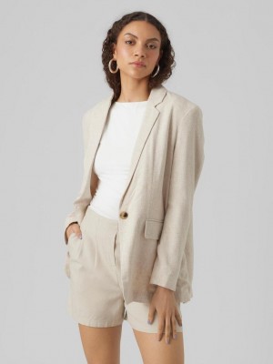 Vero Moda VMVERA LS LINEN BLAZER NOOS Oatmeal/NATURE TONE AS OFFER SAM | Freewear VMVERA LS LINEN BLAZER NOOS - www.freewear.nl - Freewear