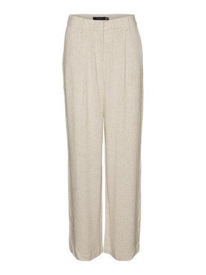 Vero Moda VMVERA MW WIDE LINEN PANT NOOS Oatmeal/NATURE TONE AS OFFER SAM | Freewear VMVERA MW WIDE LINEN PANT NOOS - www.freewear.nl - Freewear