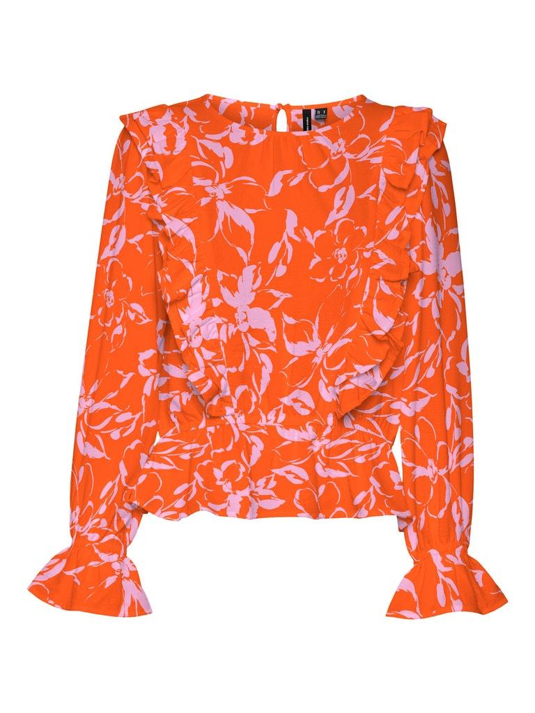 Vero Moda Blouse Vmpolliana Inge Ls Top Wvn Ga 10283572 Scarlet Ibis/polliana Dames Maat - S