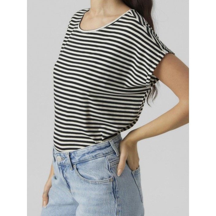 Vero Moda VMAVA PLAIN SS TOP STRIPE GA JRS  N: Black/Pristine | Freewear VMAVA PLAIN SS TOP STRIPE GA JRS  N: - www.freewear.nl - Freewear