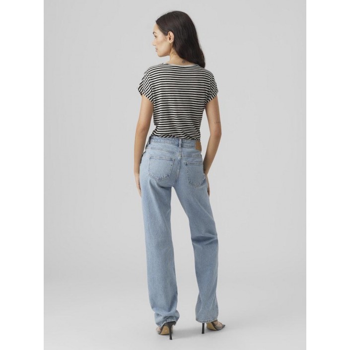 Vero Moda VMAVA PLAIN SS TOP STRIPE GA JRS  N: Black/Pristine | Freewear VMAVA PLAIN SS TOP STRIPE GA JRS  N: - www.freewear.nl - Freewear