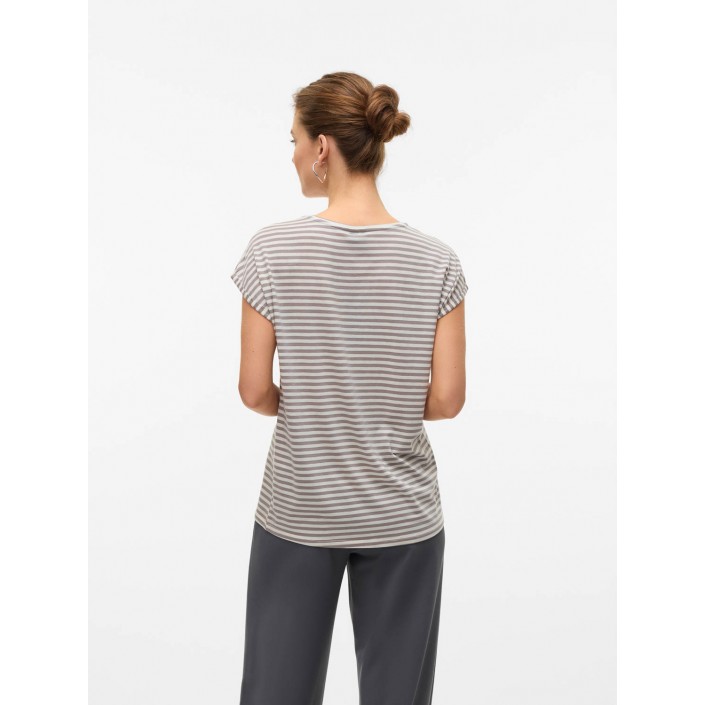 Vero Moda VMAVA PLAIN SS TOP STRIPE GA JRS  N: Moon Rock/PRISTINE | Freewear VMAVA PLAIN SS TOP STRIPE GA JRS  N: - www.freewear.nl - Freewear
