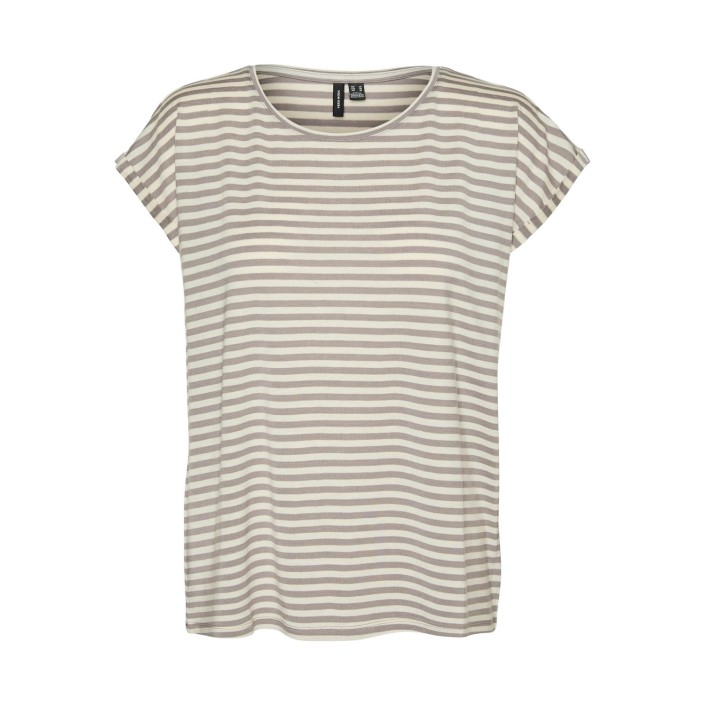 Vero Moda VMAVA PLAIN SS TOP STRIPE GA JRS  N: Moon Rock/PRISTINE | Freewear VMAVA PLAIN SS TOP STRIPE GA JRS  N: - www.freewear.nl - Freewear
