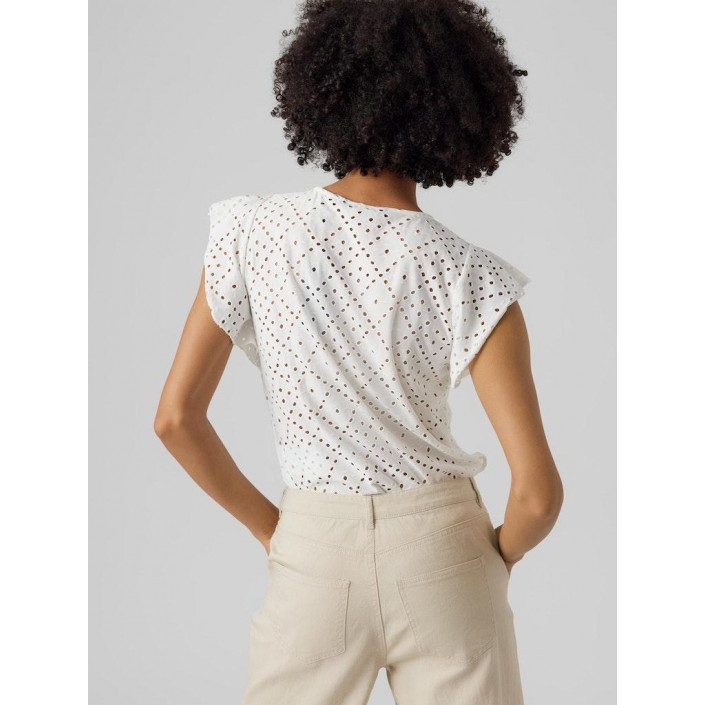 Vero Moda VMTASSA SL FRILL TOP NOOS Snow White | Freewear VMTASSA SL FRILL TOP NOOS - www.freewear.nl - Freewear