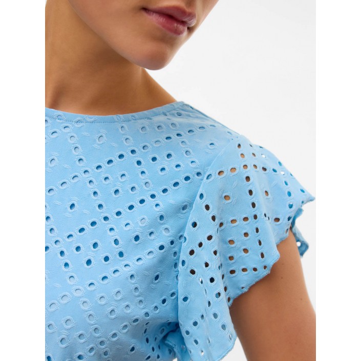 Vero Moda VMTASSA SL FRILL TOP NOOS Airy Blue | Freewear VMTASSA SL FRILL TOP NOOS - www.freewear.nl - Freewear