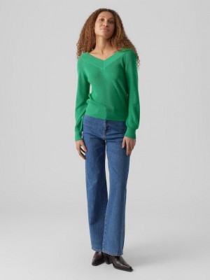 Vero Moda VMNEWLEXSUN LS DOUBLE V-NCK BLOU GA: Bright Green | Freewear VMNEWLEXSUN LS DOUBLE V-NCK BLOU GA: - www.freewear.nl - Freewear