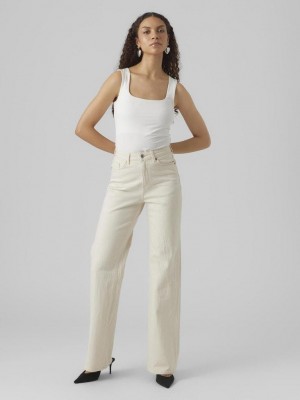 Vero Moda VMTESSA HR WIDE JEANS ECRU GA Ecru | Freewear VMTESSA HR WIDE JEANS ECRU GA - www.freewear.nl - Freewear