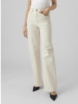 Vero Moda VMTESSA HR WIDE JEANS ECRU GA Ecru | Freewear VMTESSA HR WIDE JEANS ECRU GA - www.freewear.nl - Freewear