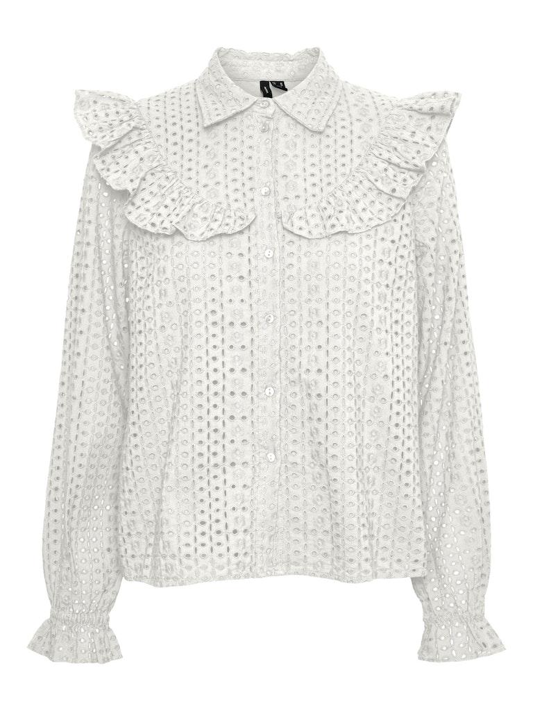 Vero Moda Blouse Vmaya Ls Frill Shirt Wvn 10288493 Snow White Dames Maat - XL