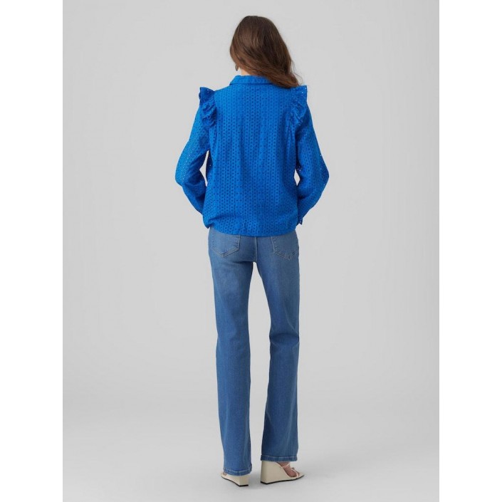 Vero Moda VMAYA LS FRILL SHIRT WVN Skydiver | Freewear VMAYA LS FRILL SHIRT WVN - www.freewear.nl - Freewear
