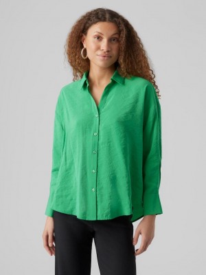 Vero Moda VMQUEENY LS OVERSIZE SHIRT WVN GA N: Bright Green | Freewear VMQUEENY LS OVERSIZE SHIRT WVN GA N: - www.freewear.nl - Freewear
